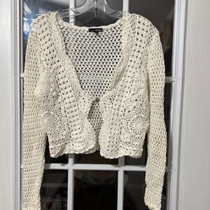 a.n.a Cream Crochet Sweater Cover-up